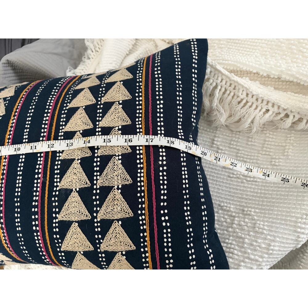 Pendelton Decorative Throw Pillow Navy Tribal Geometric Boho Lumbar Cushion - Picture 4 of 5